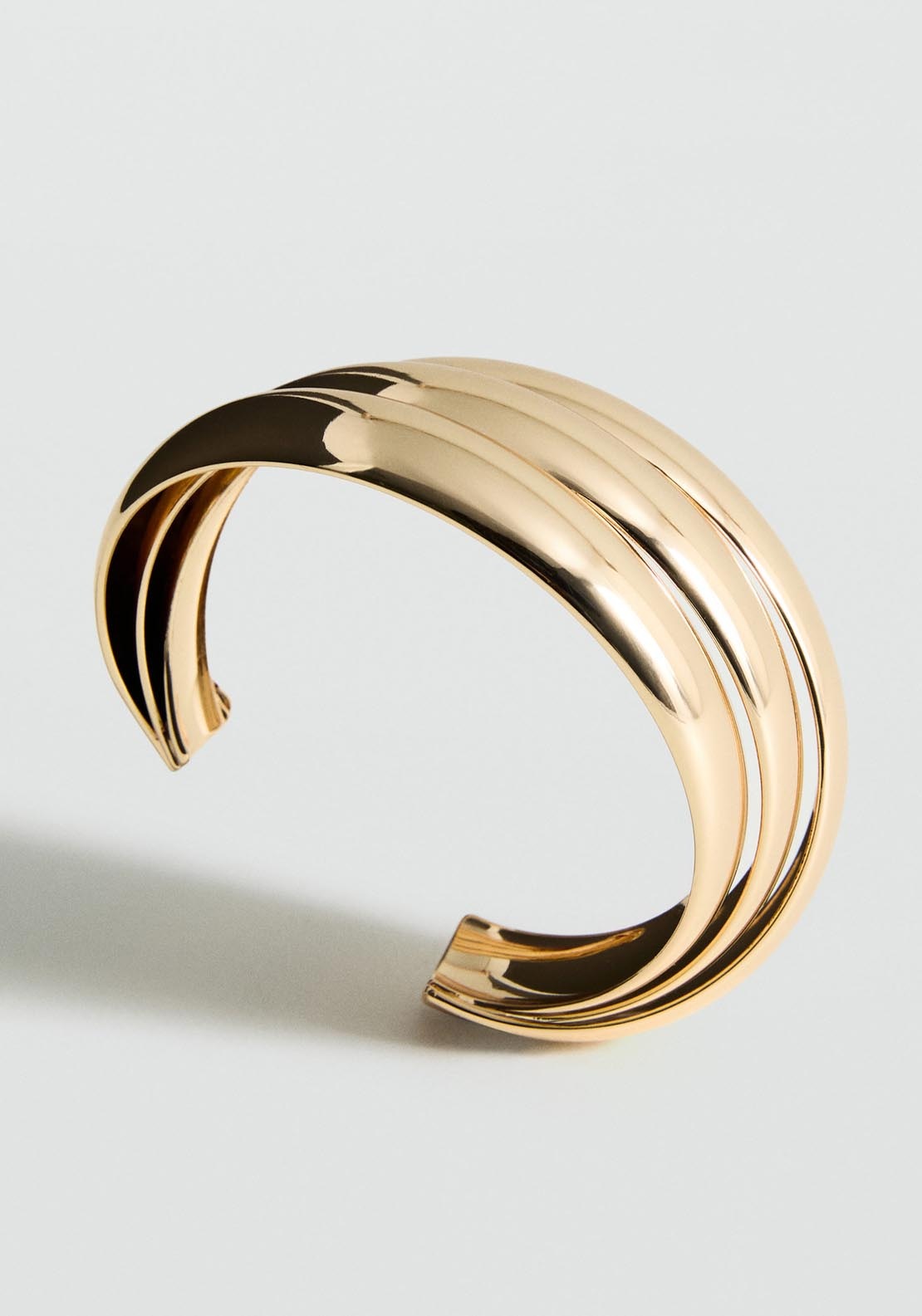 Mango Rigid Bracelet With Relief - Gold 4 Shaws Department Stores