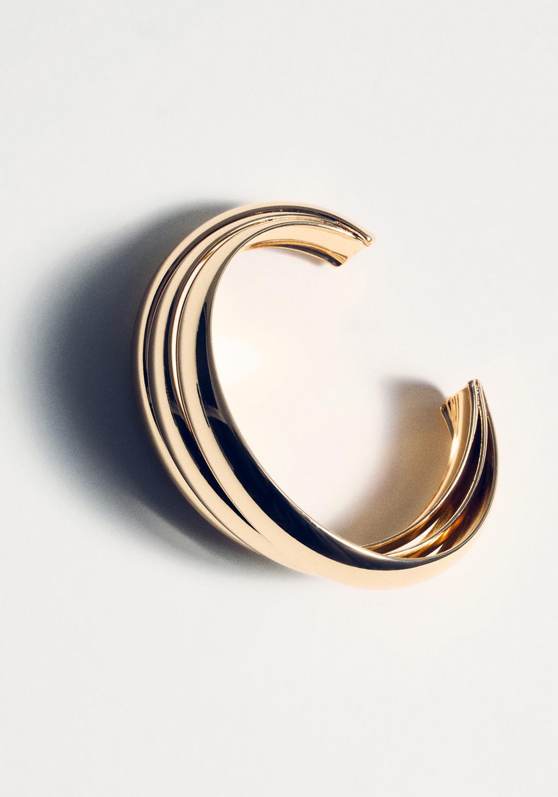 Mango Rigid Bracelet With Relief - Gold 2 Shaws Department Stores