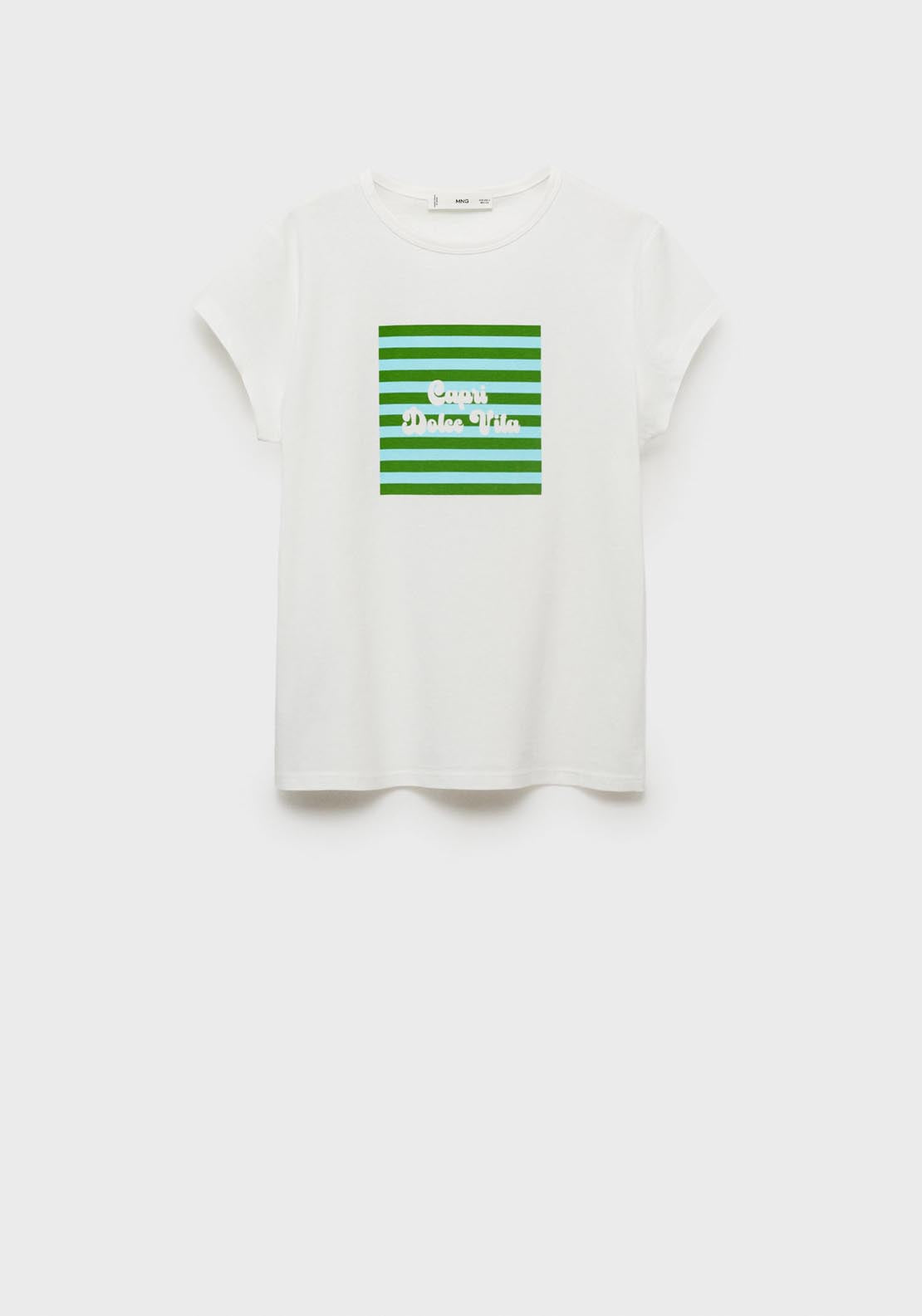 Mango Short Sleeve Printed T-Shirt - Light/pastel Green 1 Shaws Department Stores