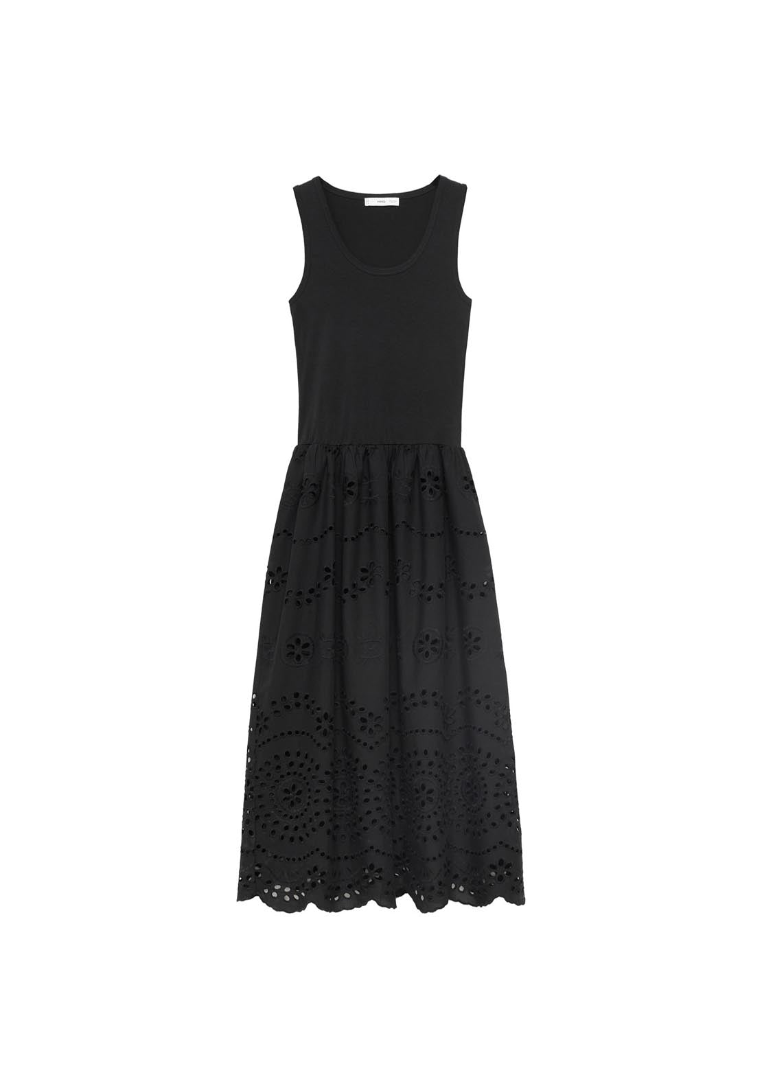 Mango Cotton Dress With Openwork Embroidery - Black 7 Shaws Department Stores