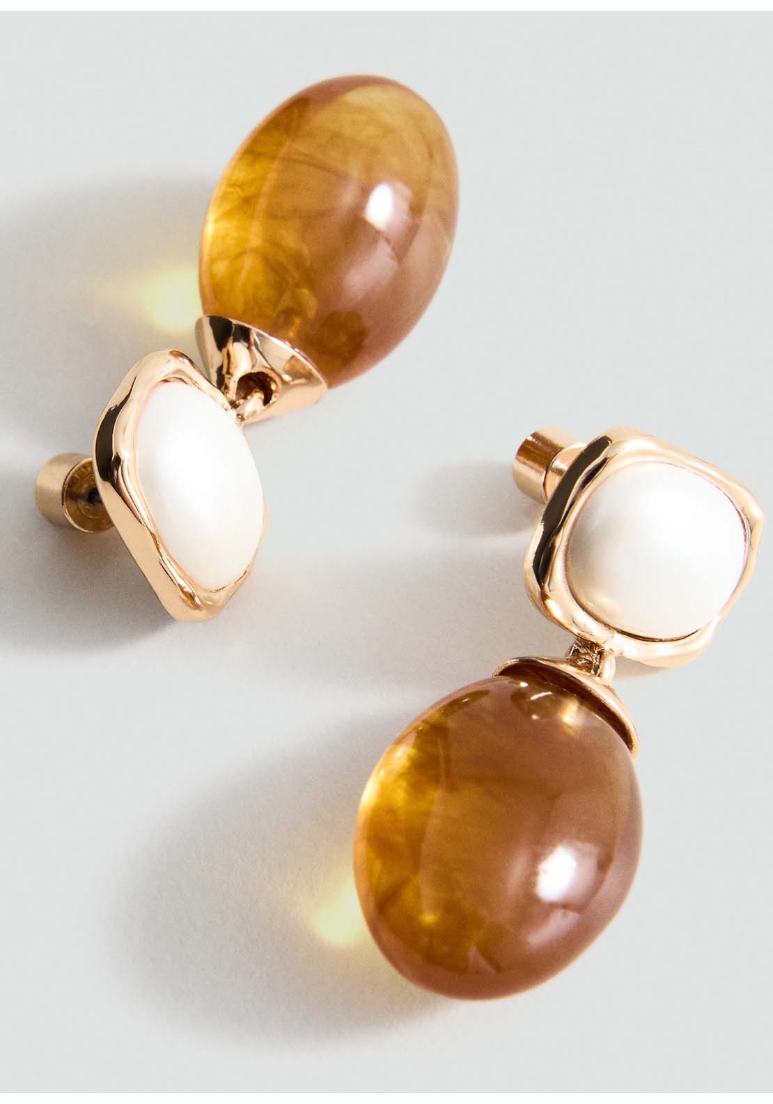 Resin Pendant Earrings - Gold