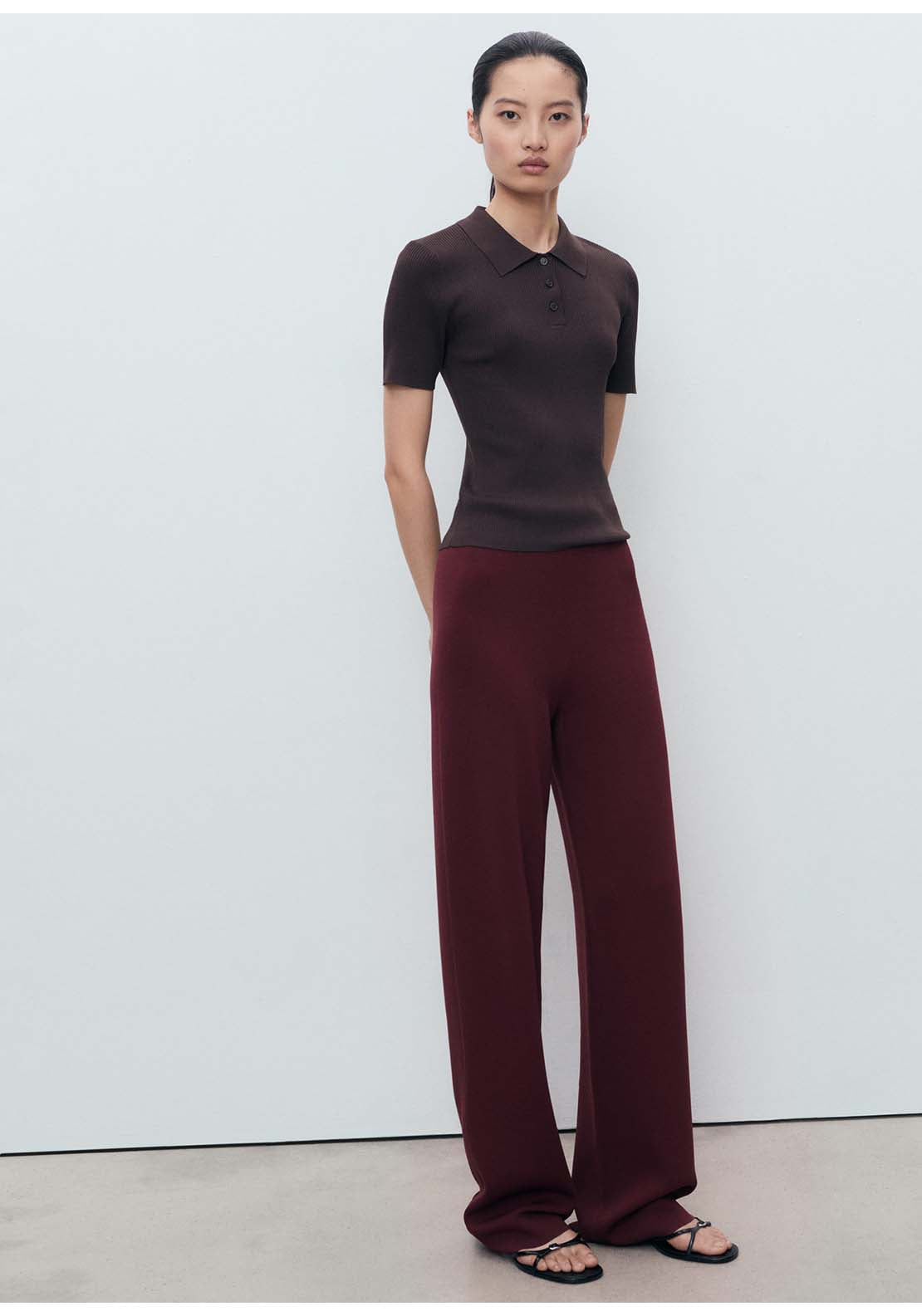 Straight Knitted Trousers - Red