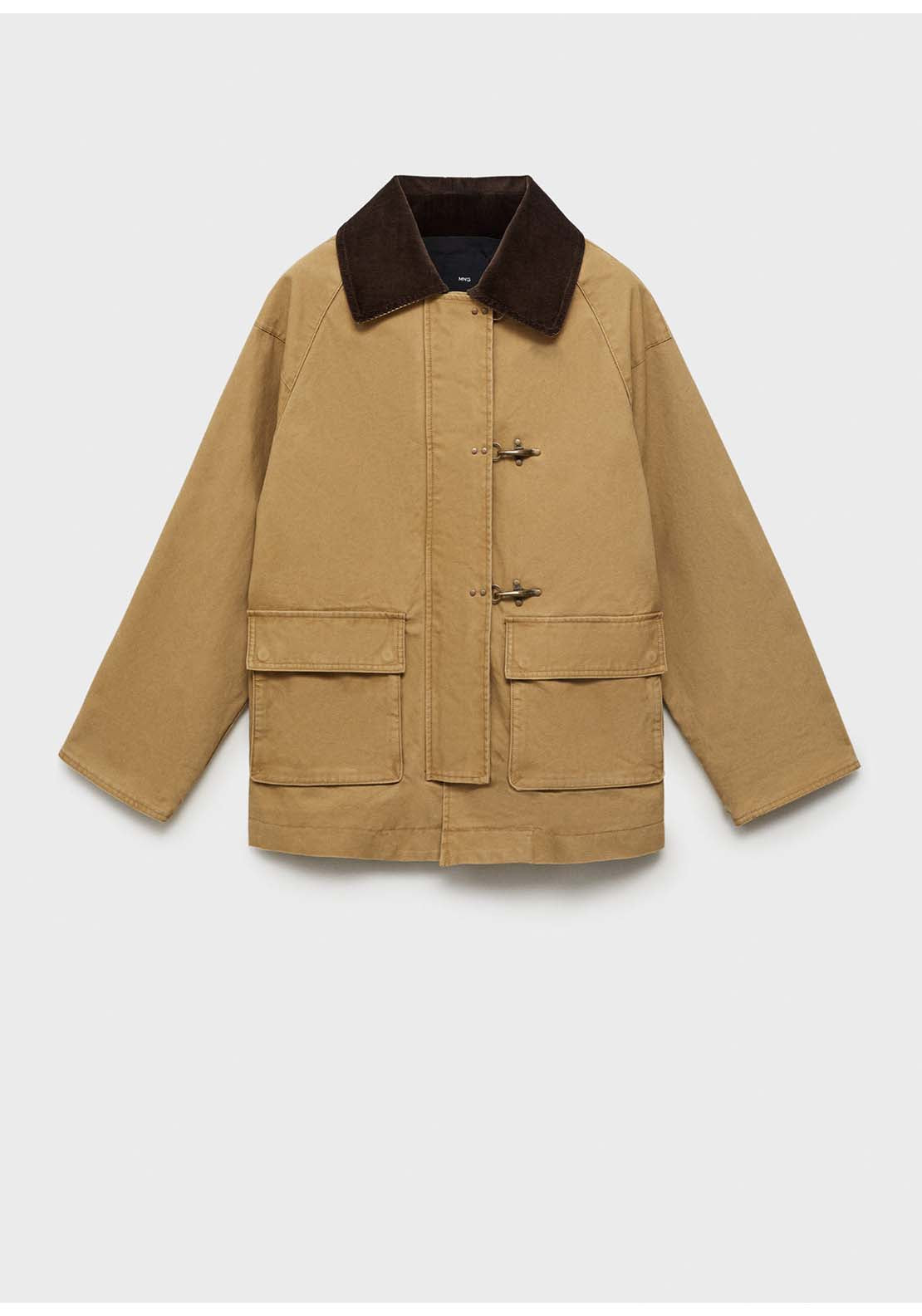 Cotton Parka With Contrasting Collar - Brown