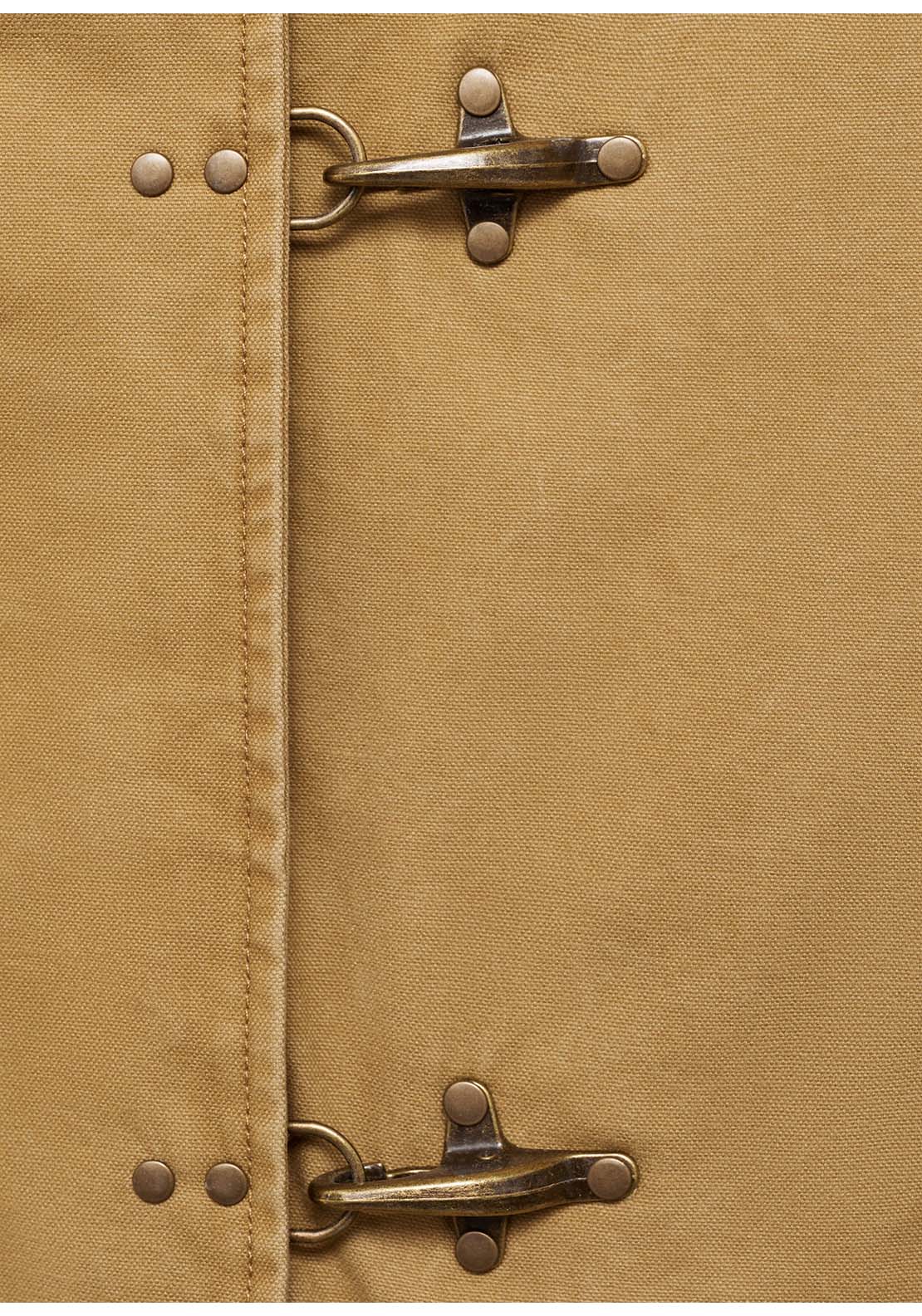 Cotton Parka With Contrasting Collar - Brown