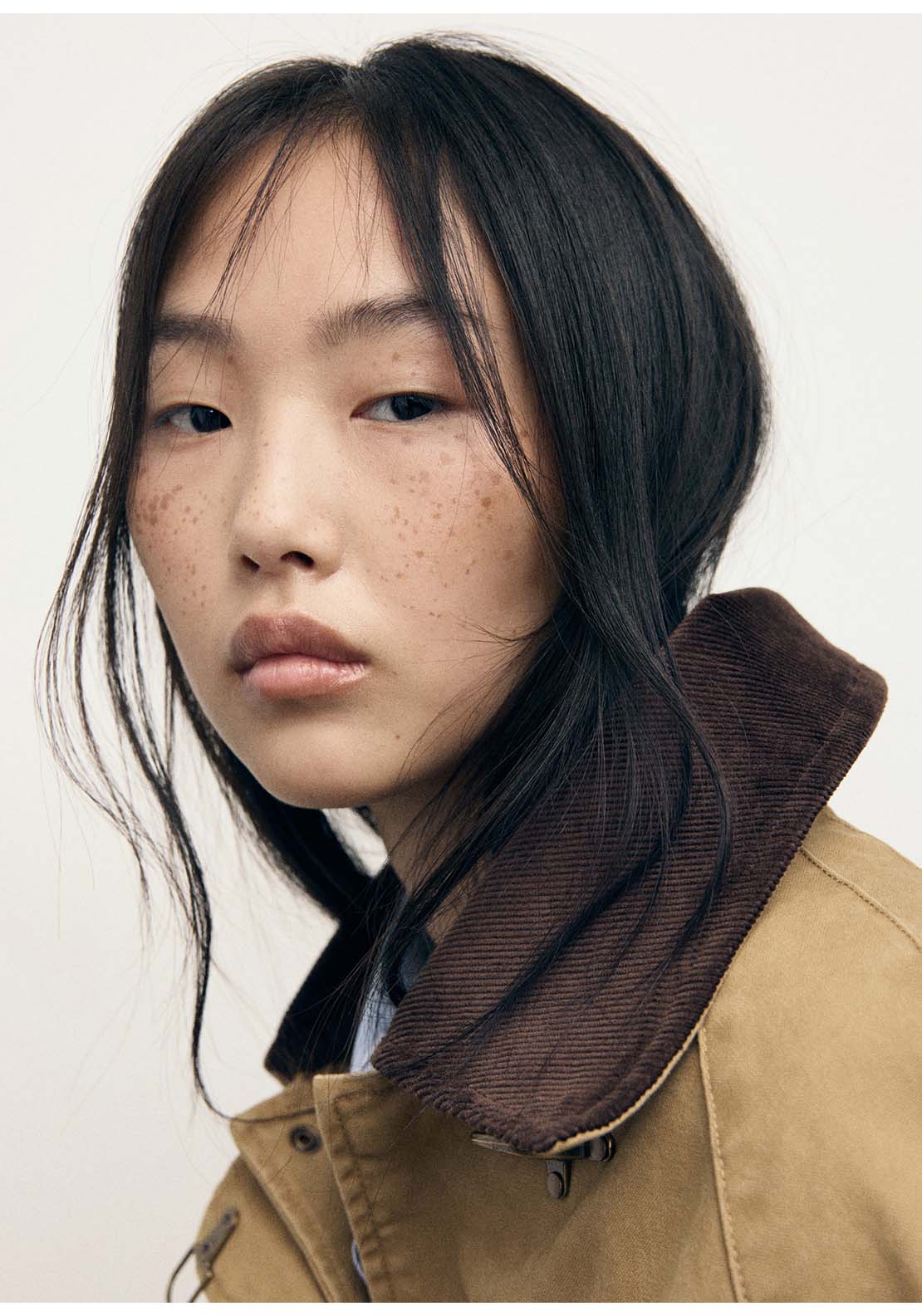 Cotton Parka With Contrasting Collar - Brown