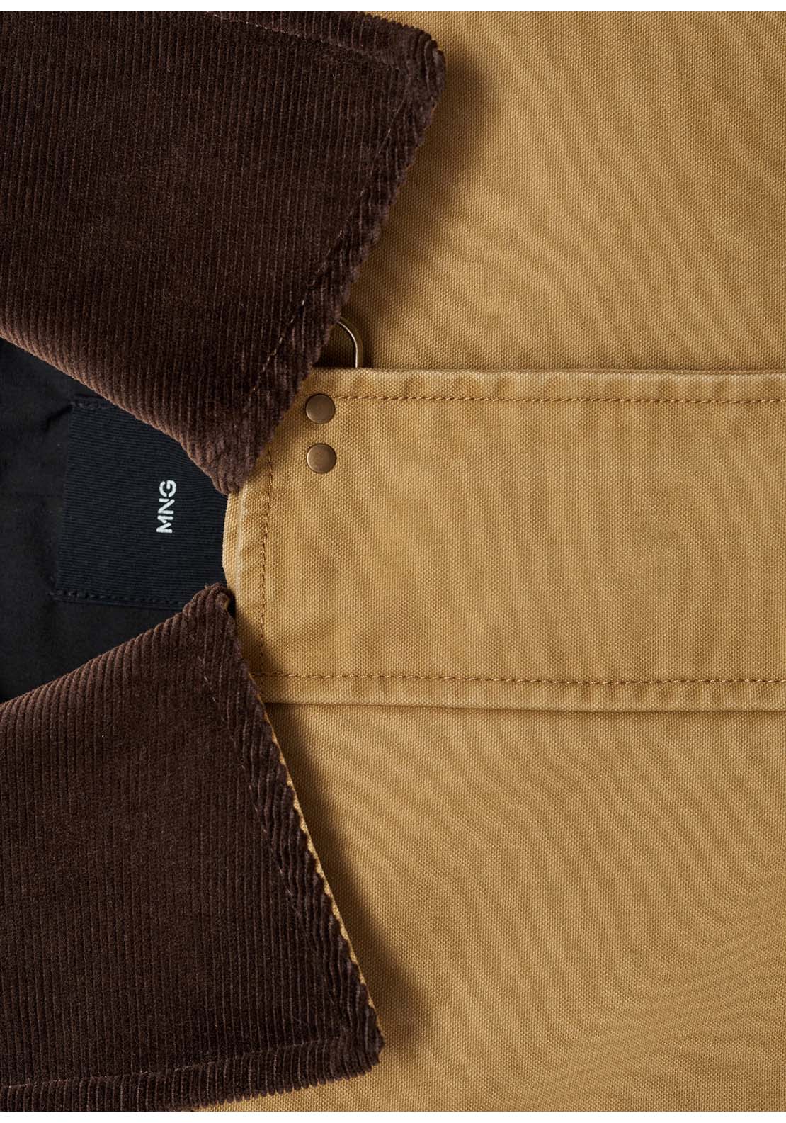 Cotton Parka With Contrasting Collar - Brown