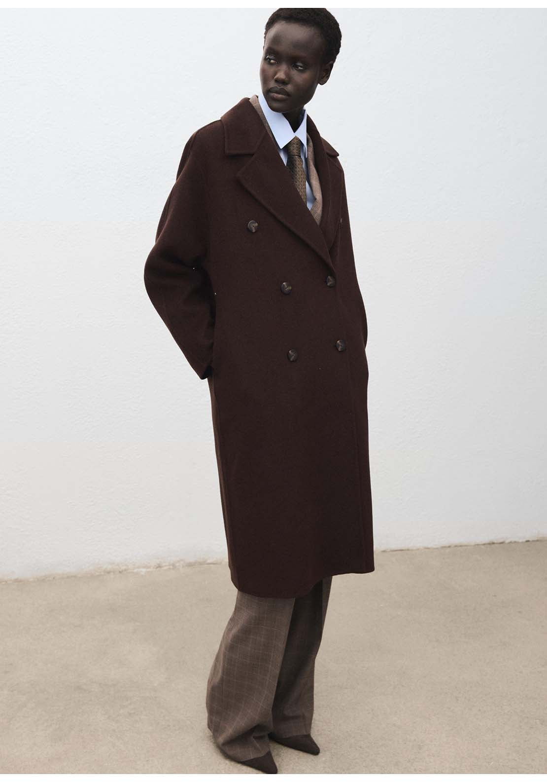 Handmade Oversized Wool Coat - Brown
