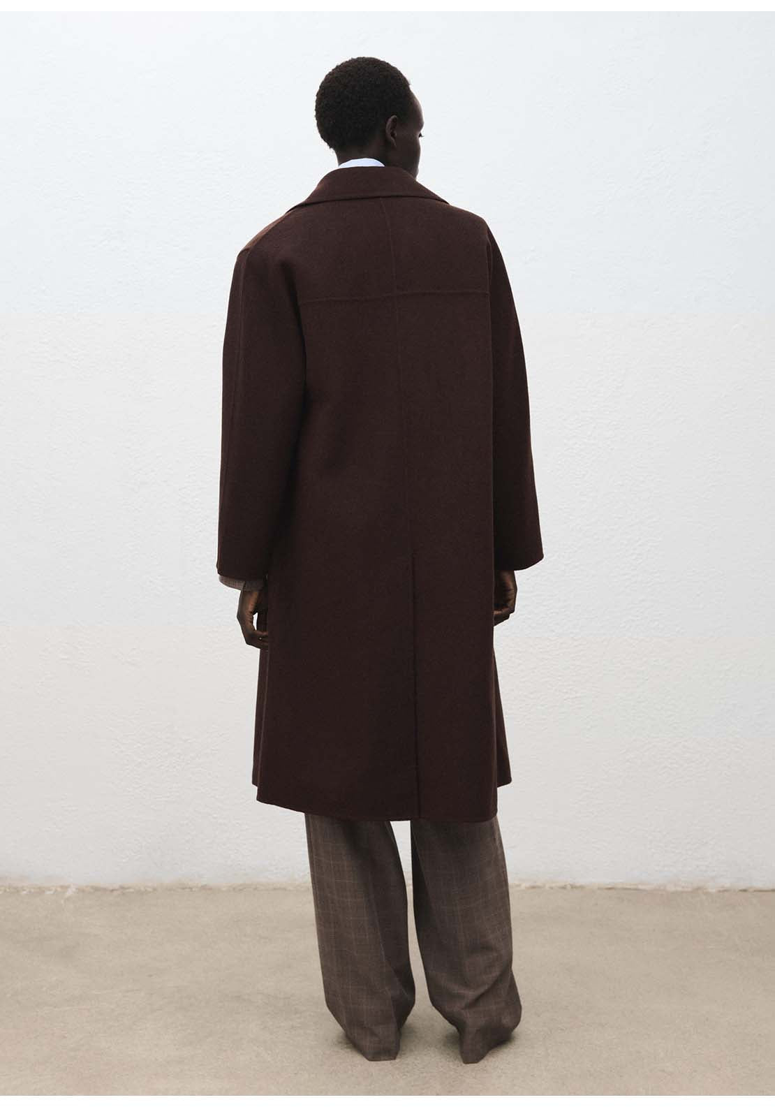 Handmade Oversized Wool Coat - Brown