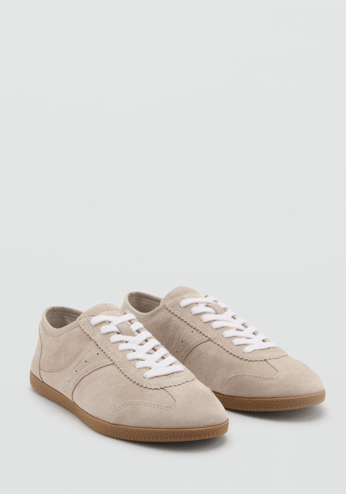 Mango Suede Trainers - Beige 2 Shaws Department Stores