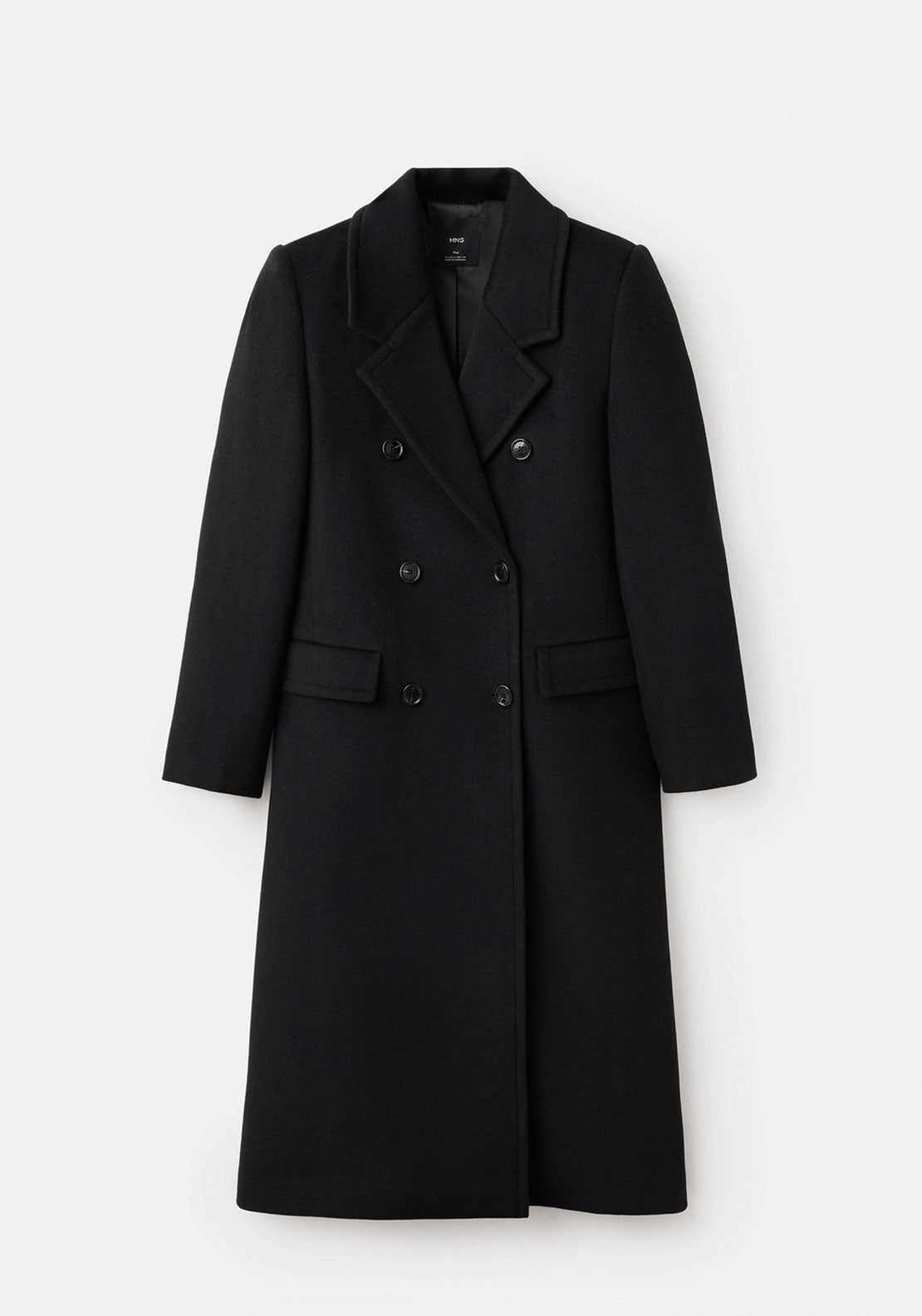 Double Breasted Wool Coat - Black