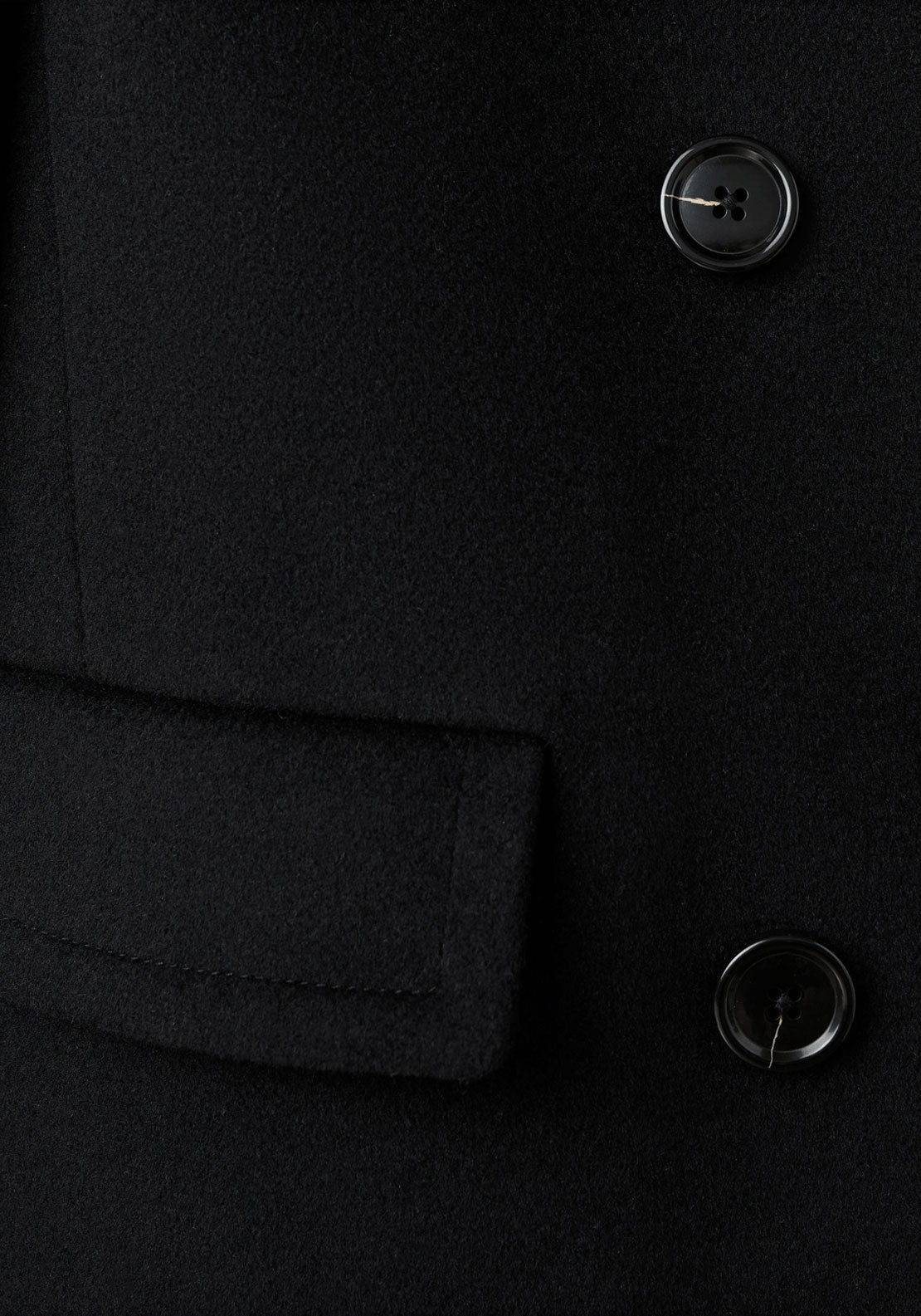 Double Breasted Wool Coat - Black