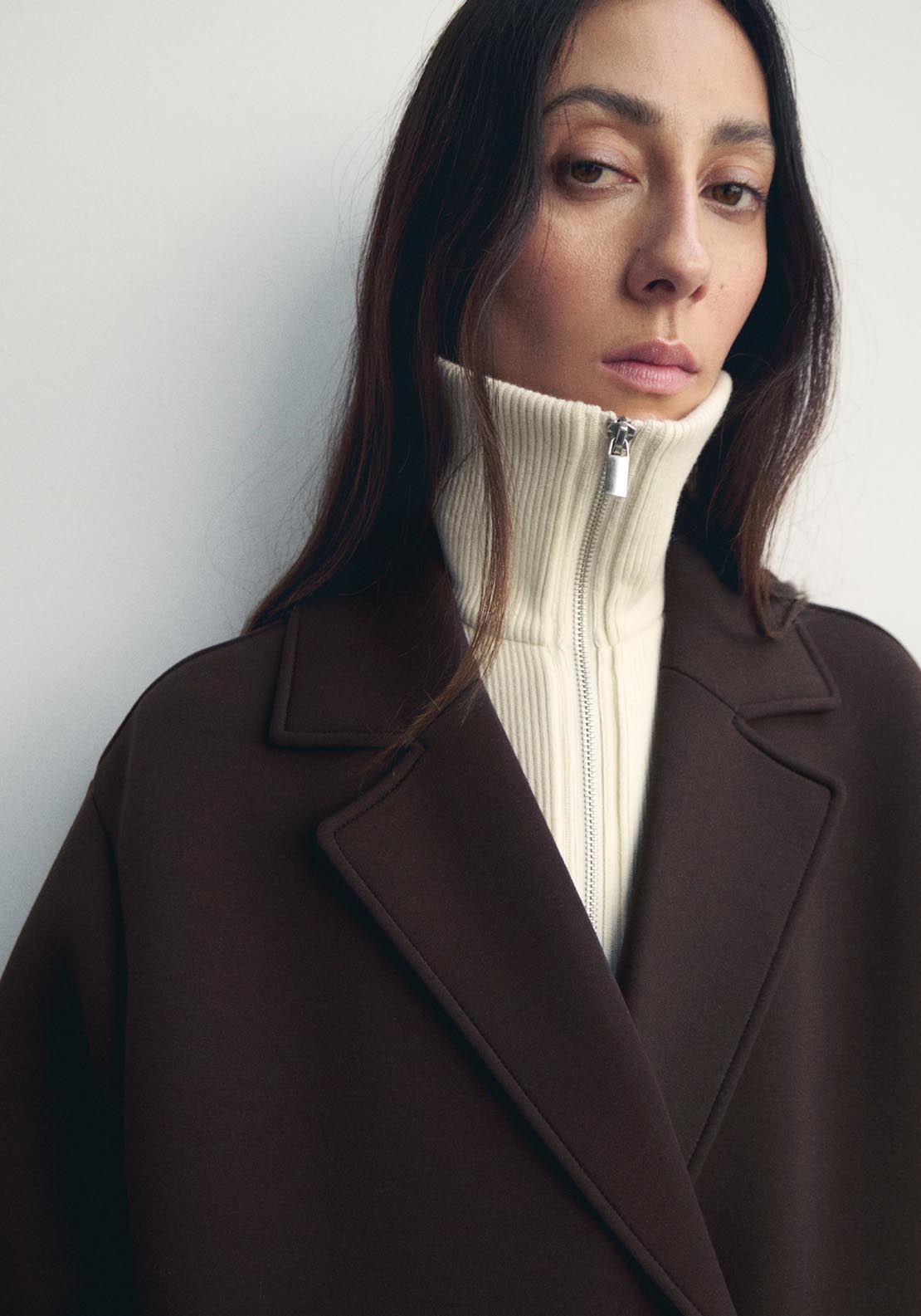 Long Combined Coat - Brown