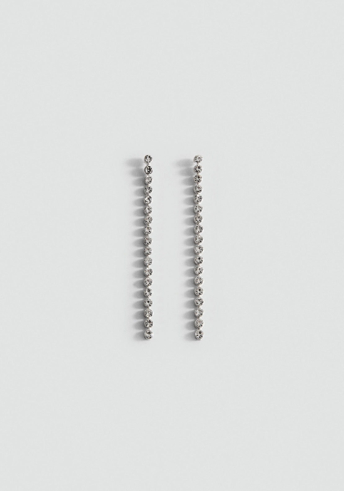 Long Crystal Earrings - Silver