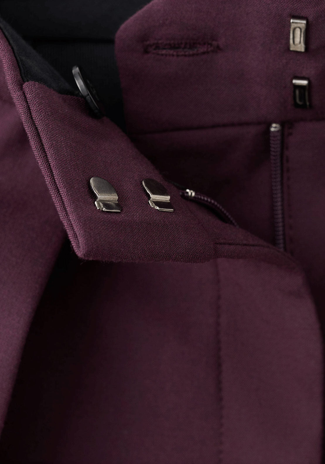 Pleated Wide Leg Trousers - Burgundy