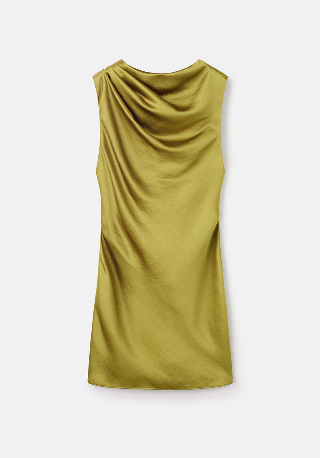 Open Back Satin Effect Dress - Green