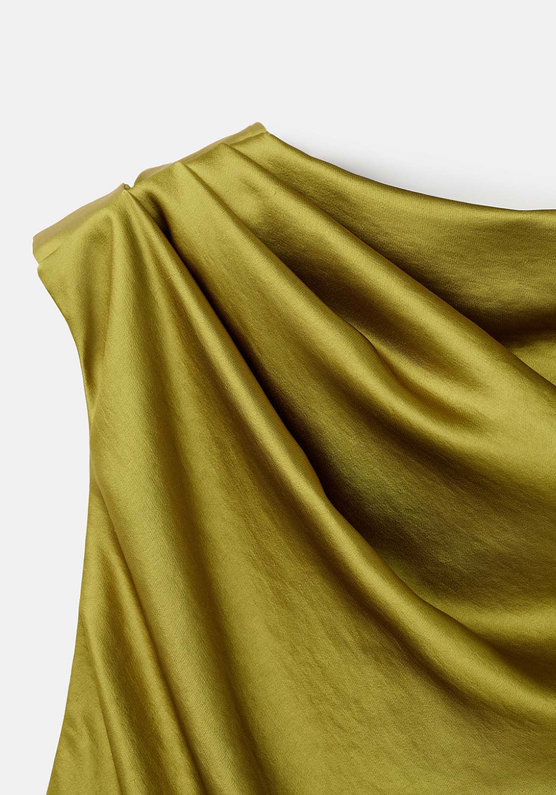 Open Back Satin Effect Dress - Green