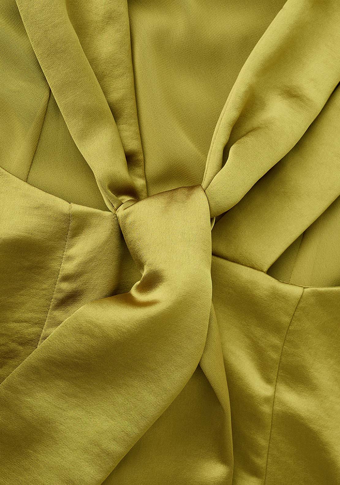 Open Back Satin Effect Dress - Green