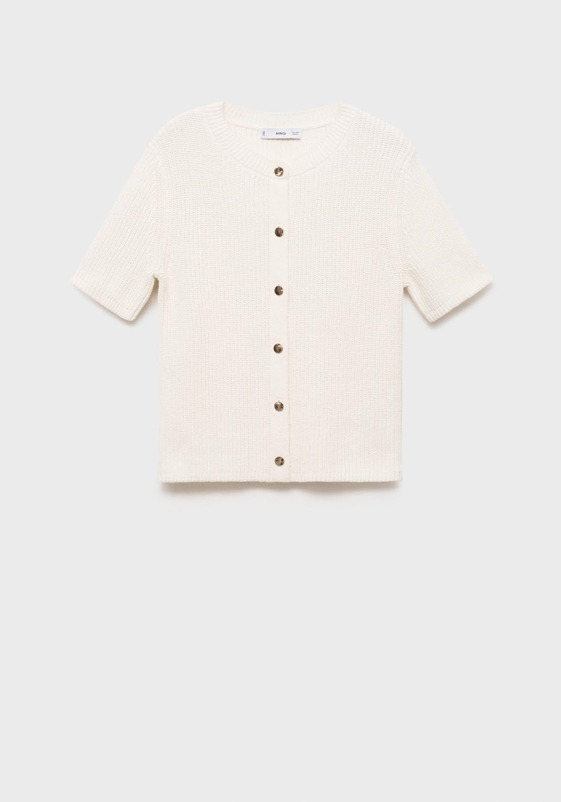 Mango Short Sleeved Knitted Cardigan - Light Beige 5 Shaws Department Stores
