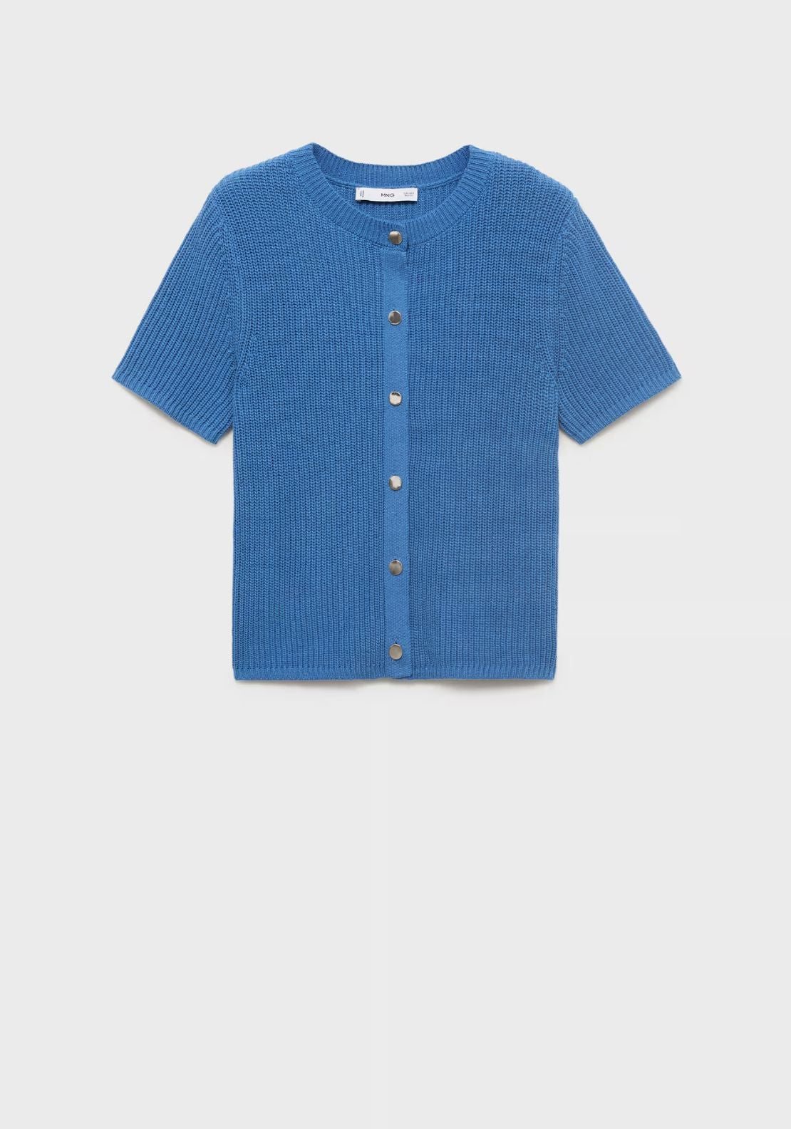 Mango Short Sleeved Knitted Cardigan - Bright Blue 5 Shaws Department Stores