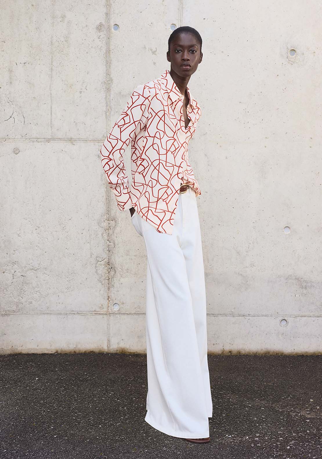 Shirt With Abstract Print - Orange
