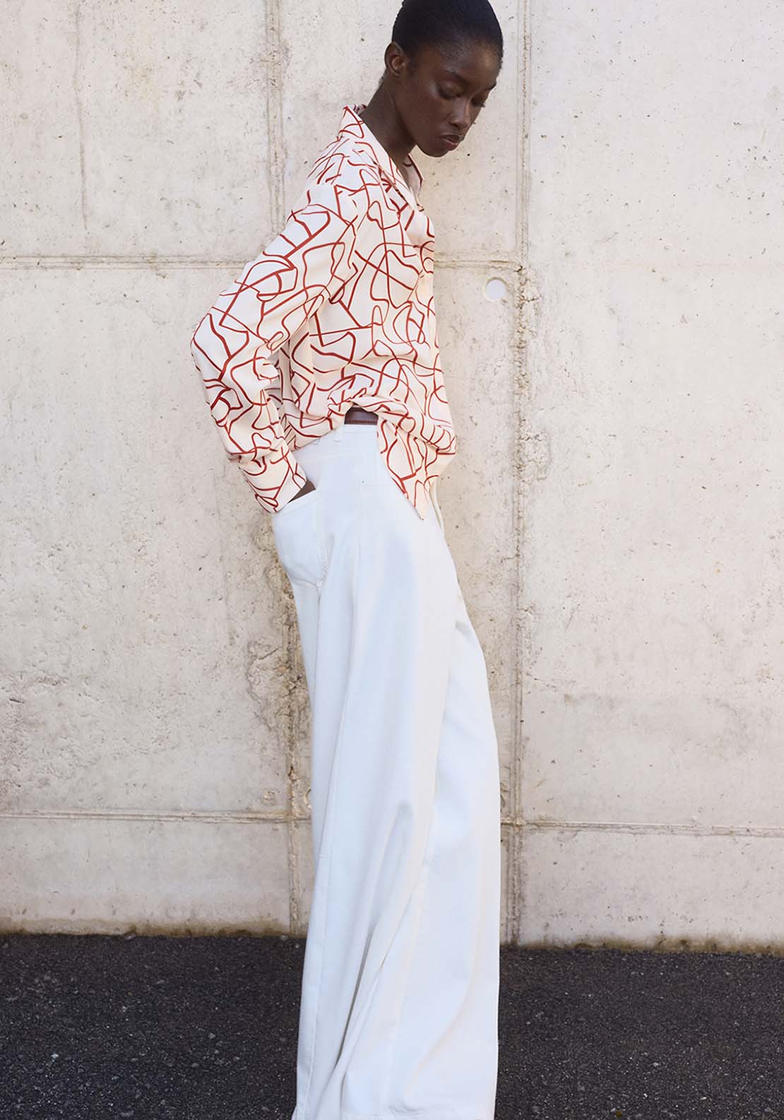 Shirt With Abstract Print - Orange