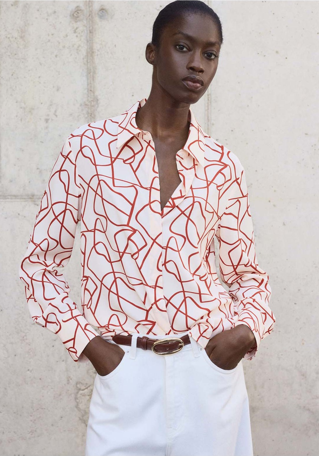 Abstract Print Shirt - Orange
