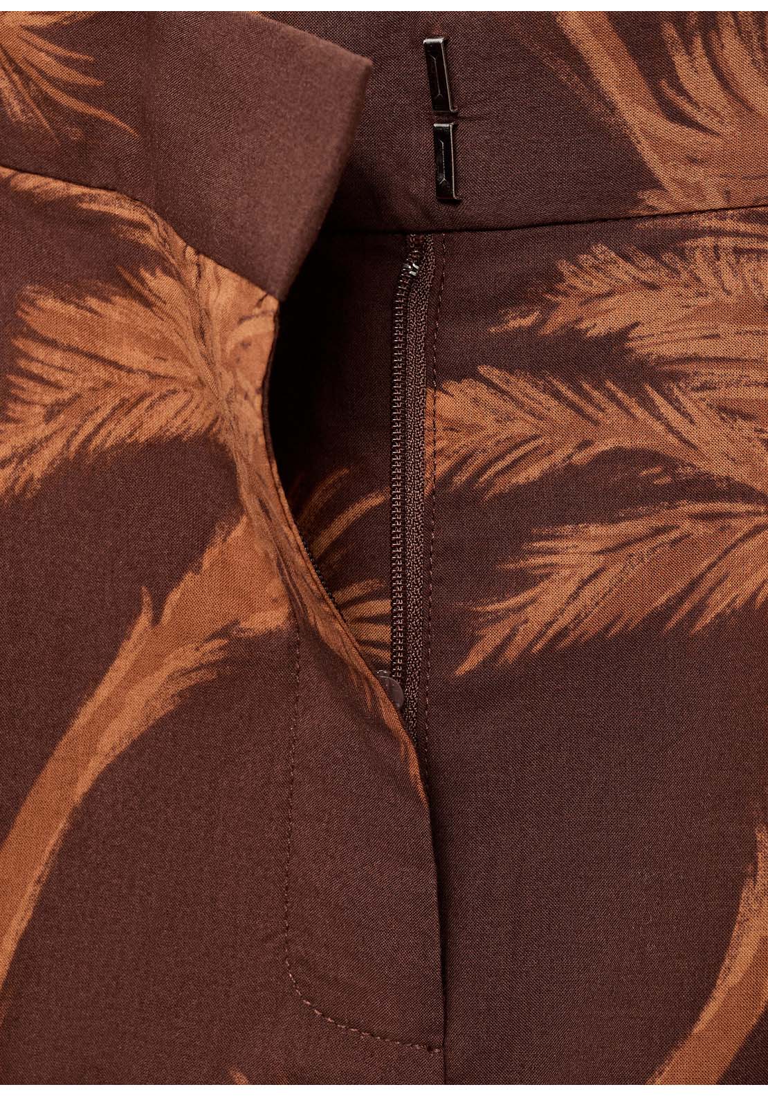 Cotton Bermuda Shorts With Palm Tree Print - Brown