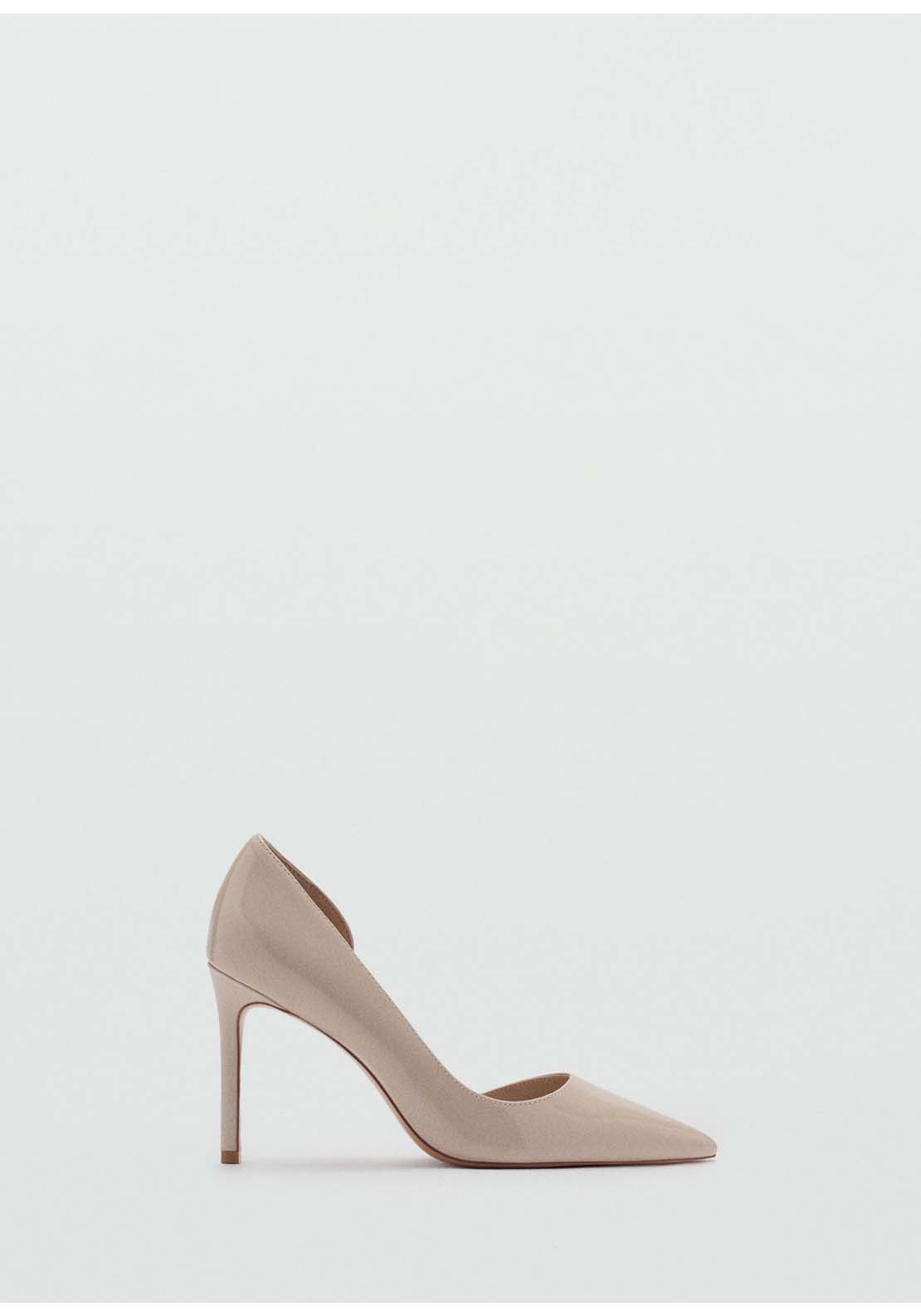 Asymmetrical Leather Effect Heeled Shoes - Grey