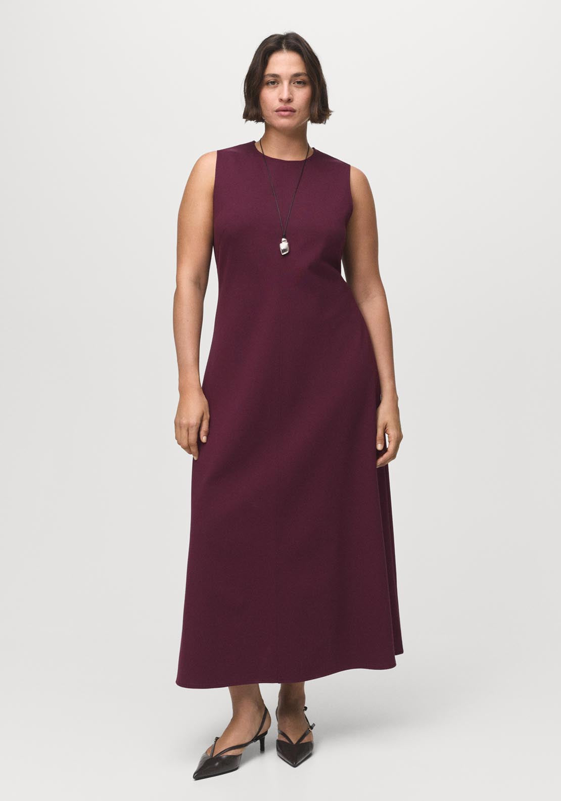 Long Flared Dress - Burgundy  Shaws