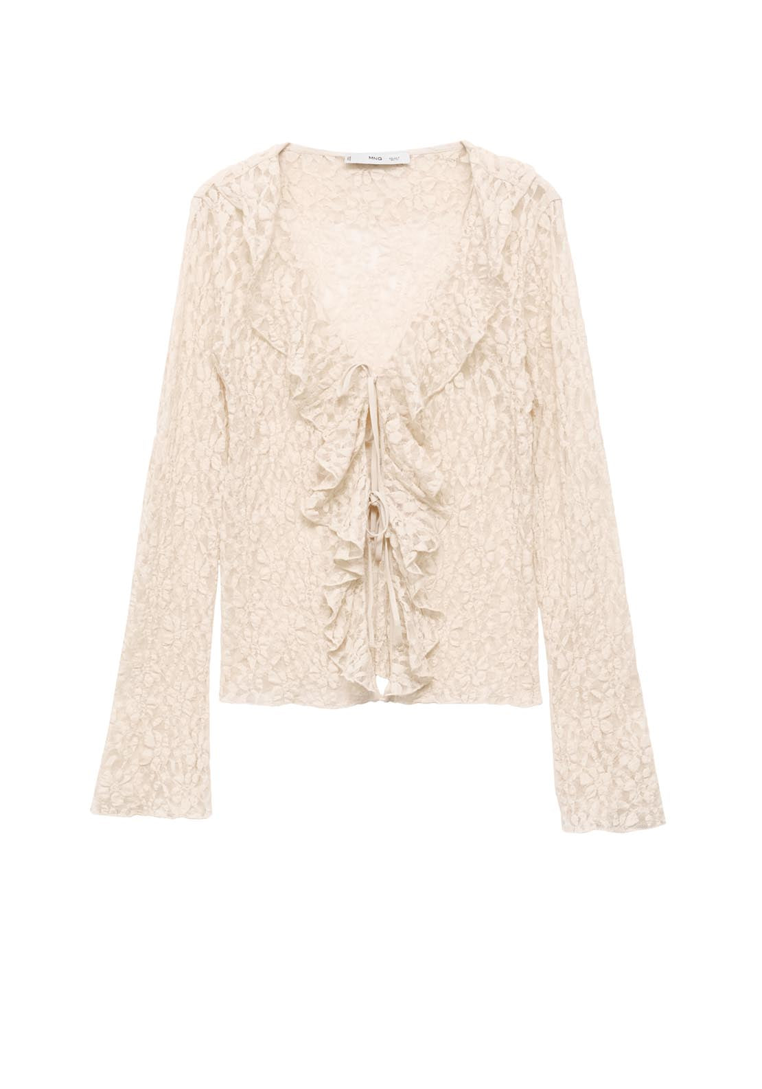 Mango Lace Blouse With Ruffles - Beige 7 Shaws Department Stores