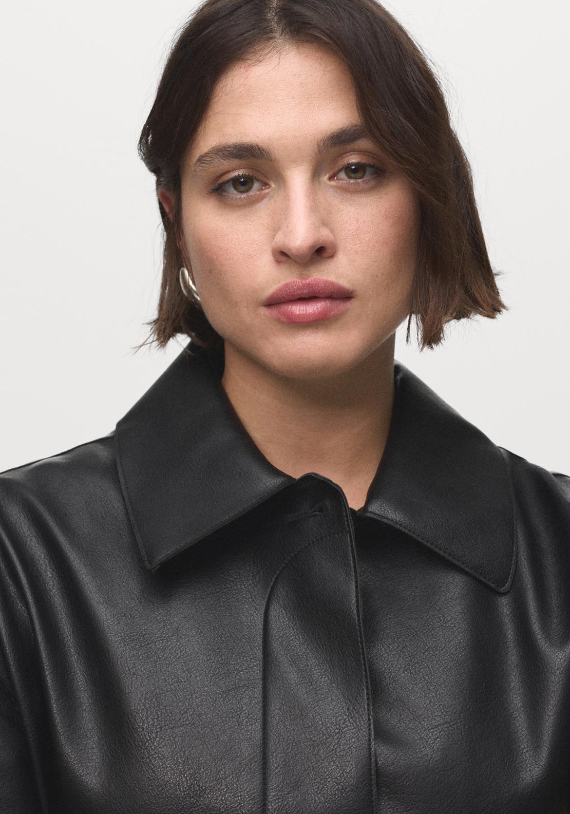 Mango Leather Effect Jacket With Pockets - Black 3 Shaws Department Stores