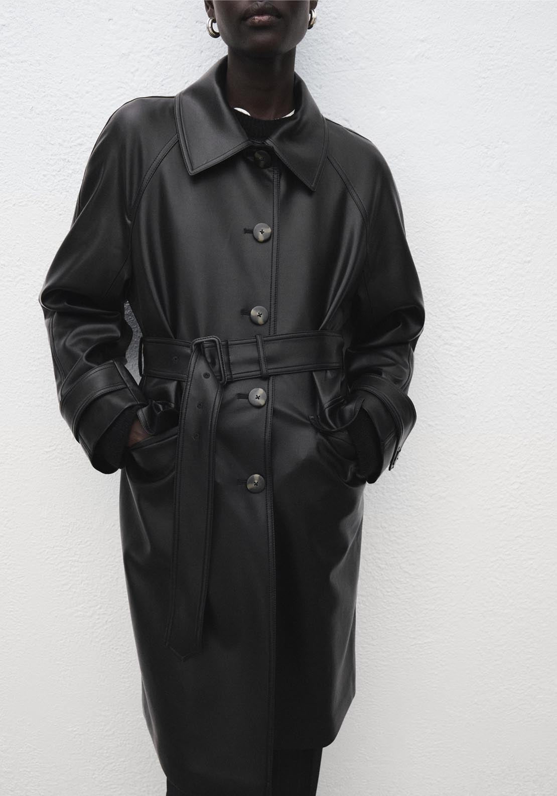 Mango Petra Trenchcoat - Black 1 Shaws Department Stores