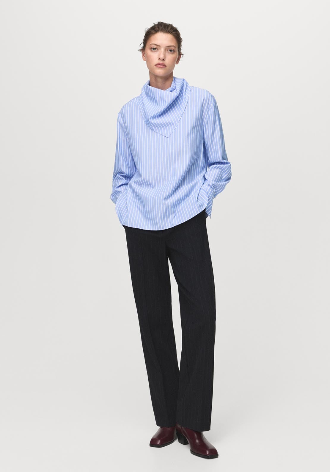 Mango Striped Blouse With Handkerchief - Blue 4 Shaws Department Stores