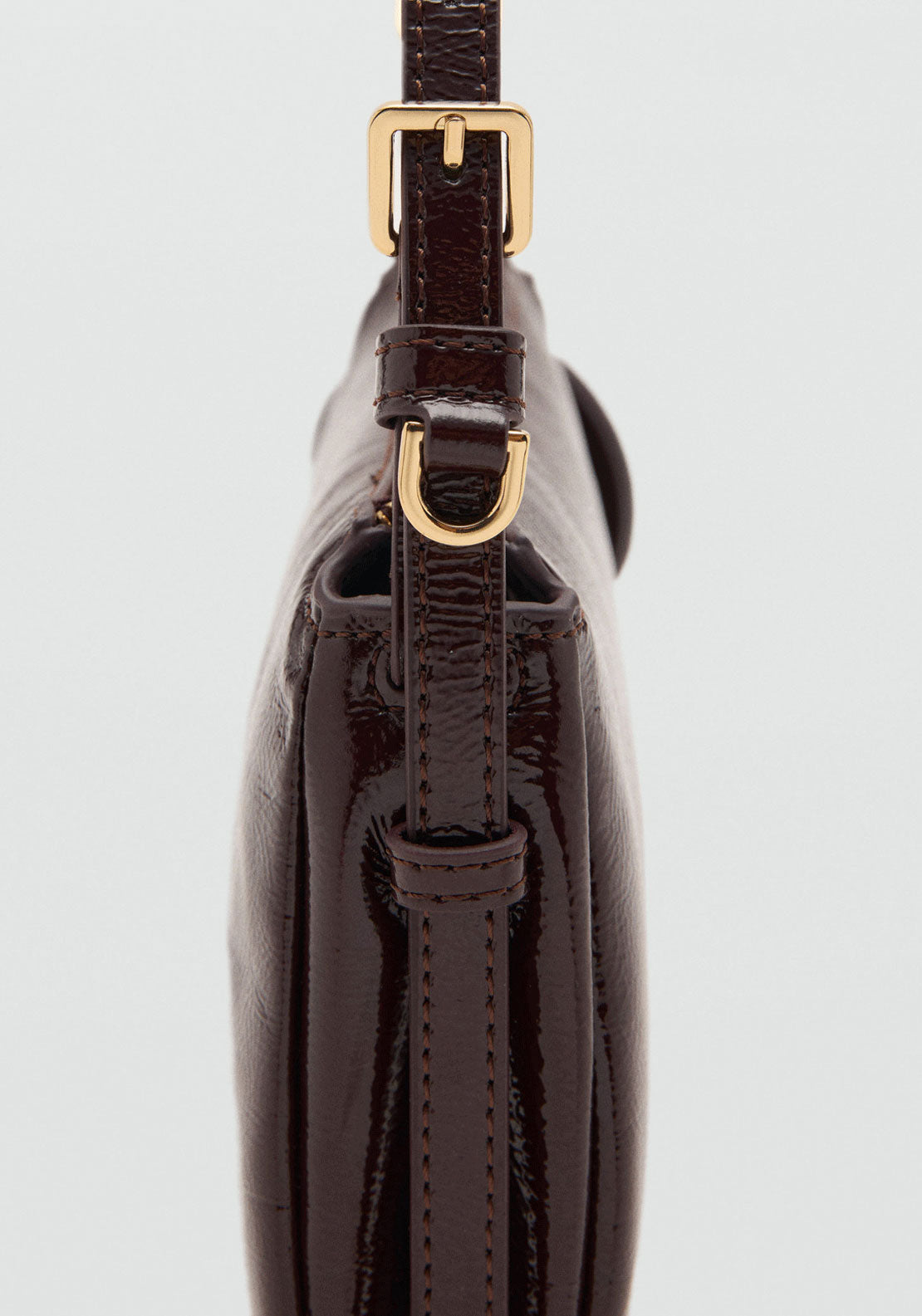 Shiny Shoulder Bag - Burgundy