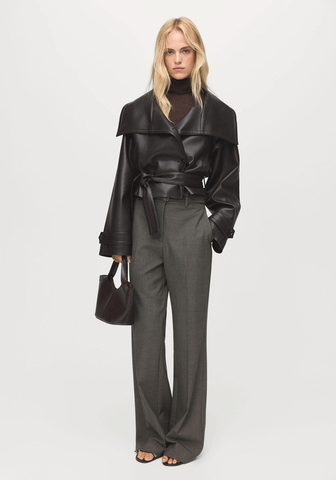 Belt Straight Fit Trousers - Brown