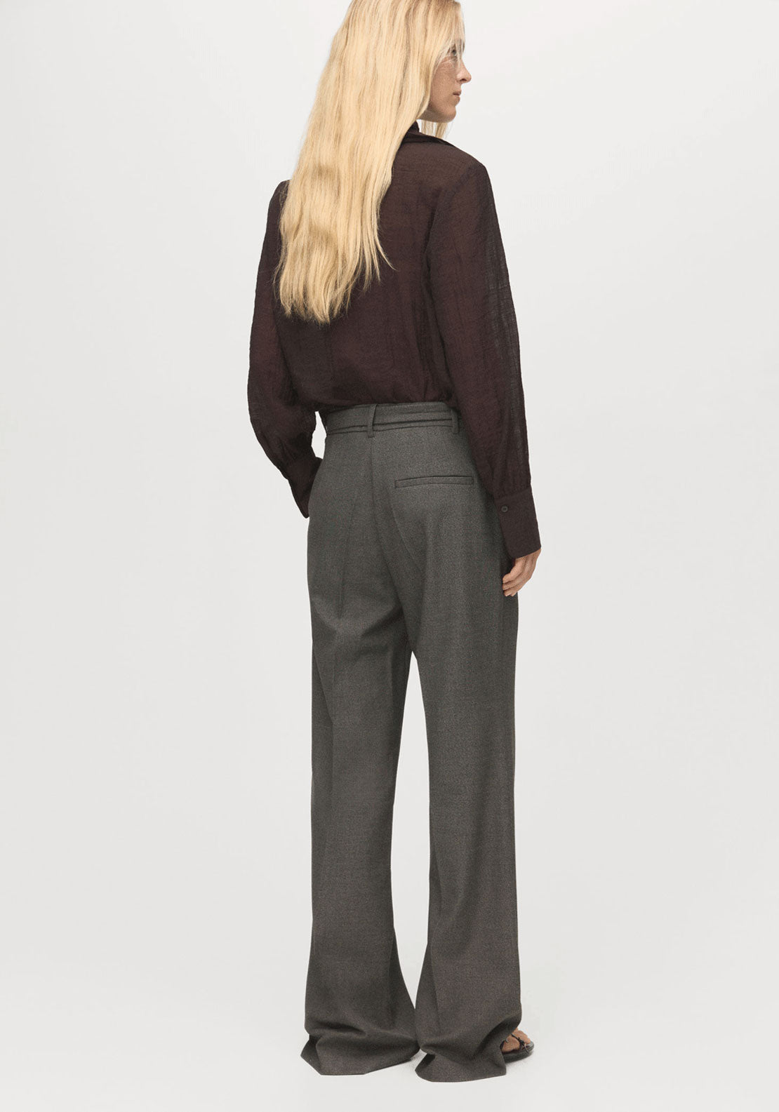 Belt Straight Fit Trousers - Brown