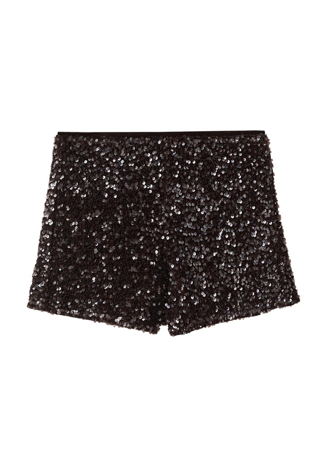 Mango Velvet Shorts With Sequins - Brown 7 Shaws Department Stores