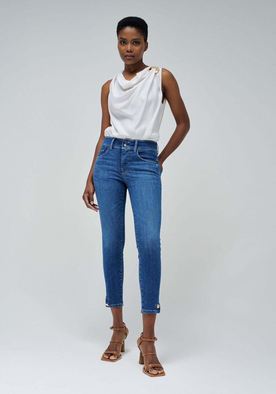 Salsa Secret Cropped Skinny Jeans - Blue 2 Shaws Department Stores