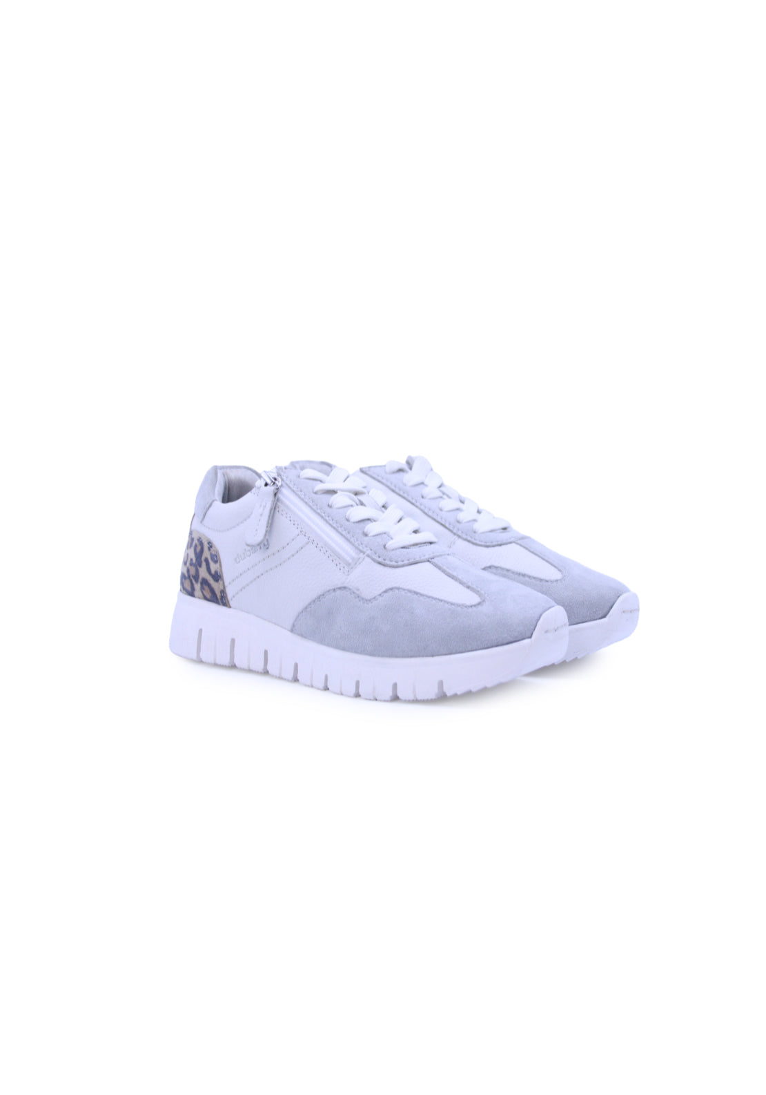 Dubarry Side Zip Leopard Trainer - White 3 Shaws Department Stores