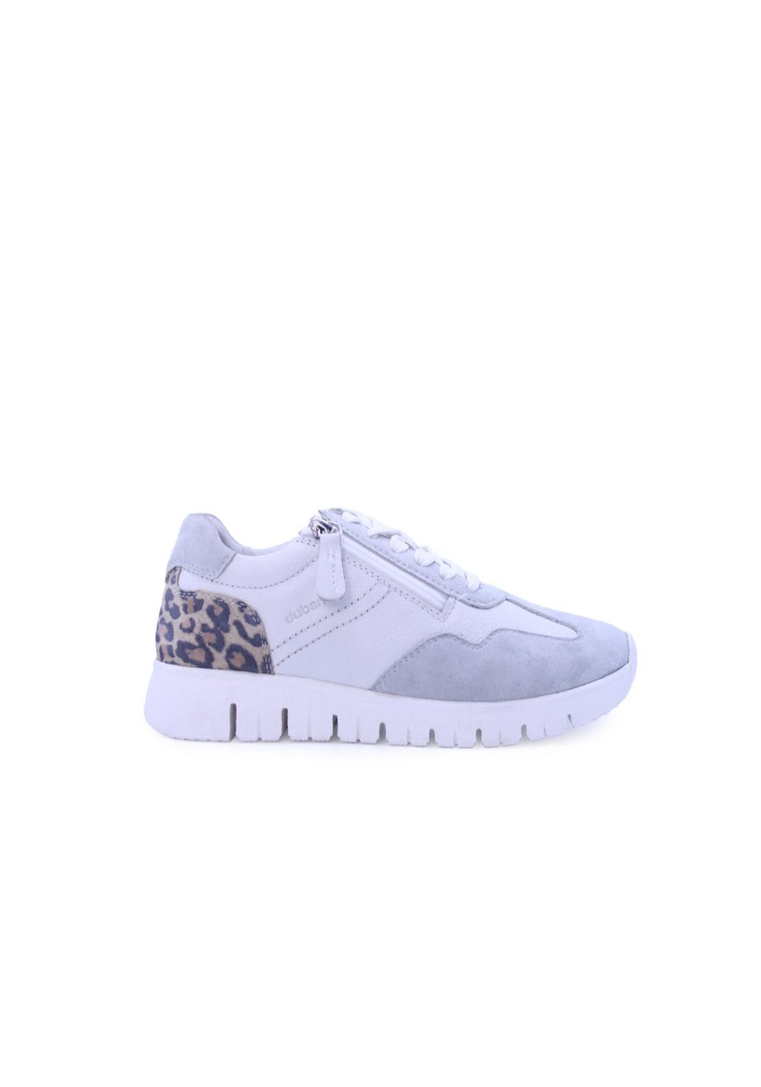 Dubarry Side Zip Leopard Trainer - White 1 Shaws Department Stores