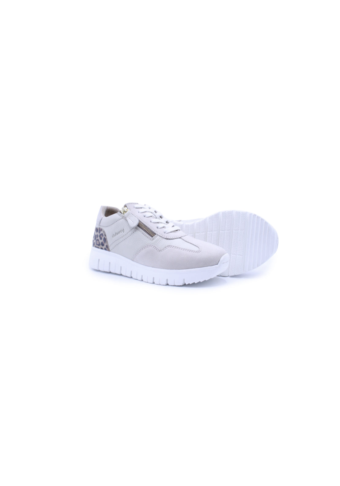 Dubarry Side Zip Leopard Trainer - Beige 3 Shaws Department Stores