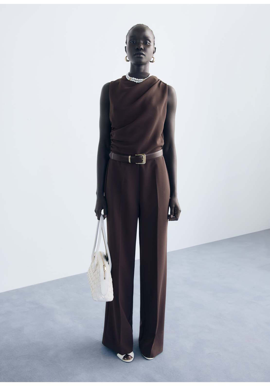 Mango Jumpsuit Marty - Brown 1 Shaws Department Stores