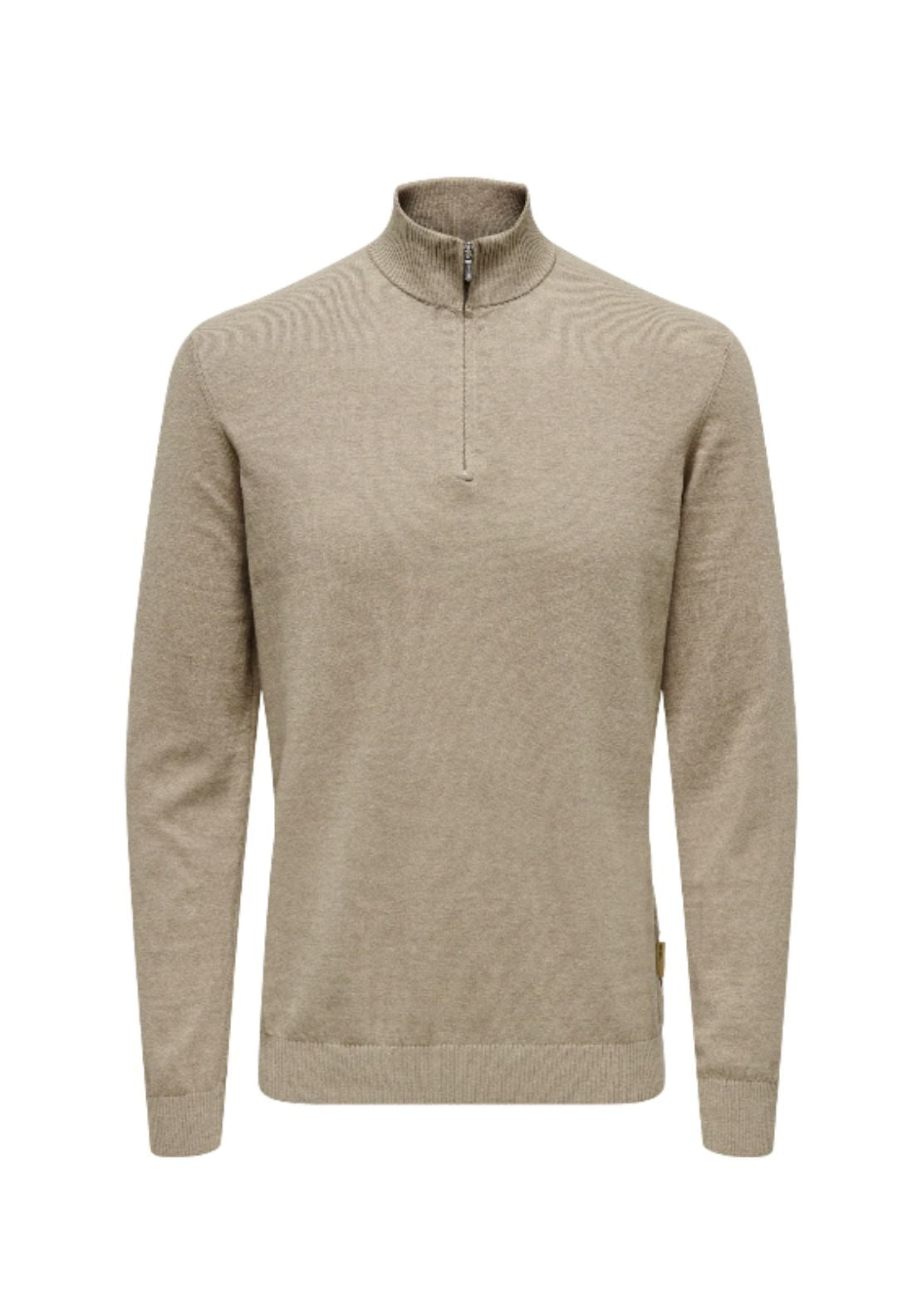 Only & Sons Onsloui Half Zip Knit - Desert Taupe 5 Shaws Department Stores
