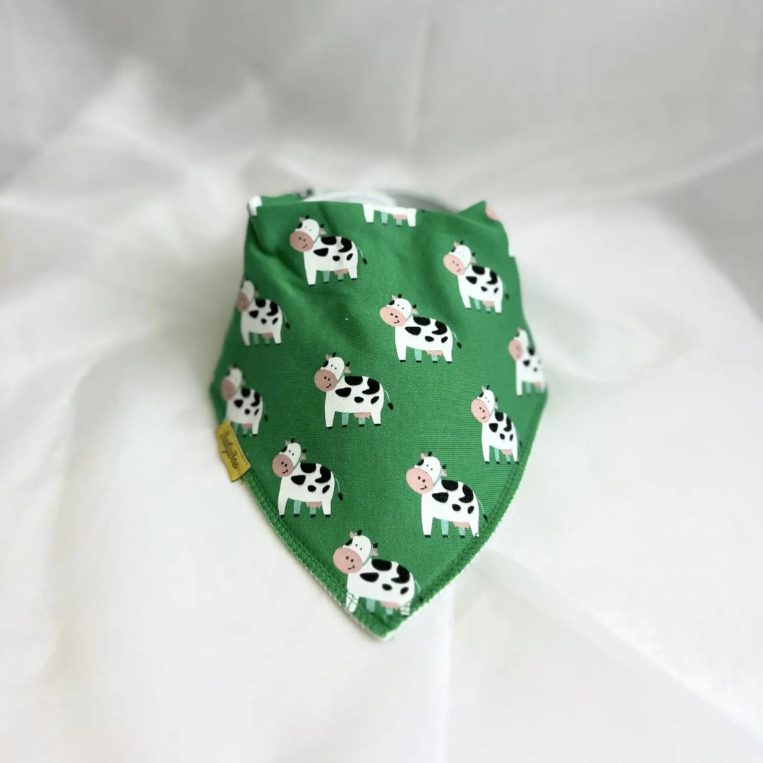 Babyboo Bessie Cow Organic Cotton DribbleBoo Bandana Bib - Green 2 Shaws Department Stores