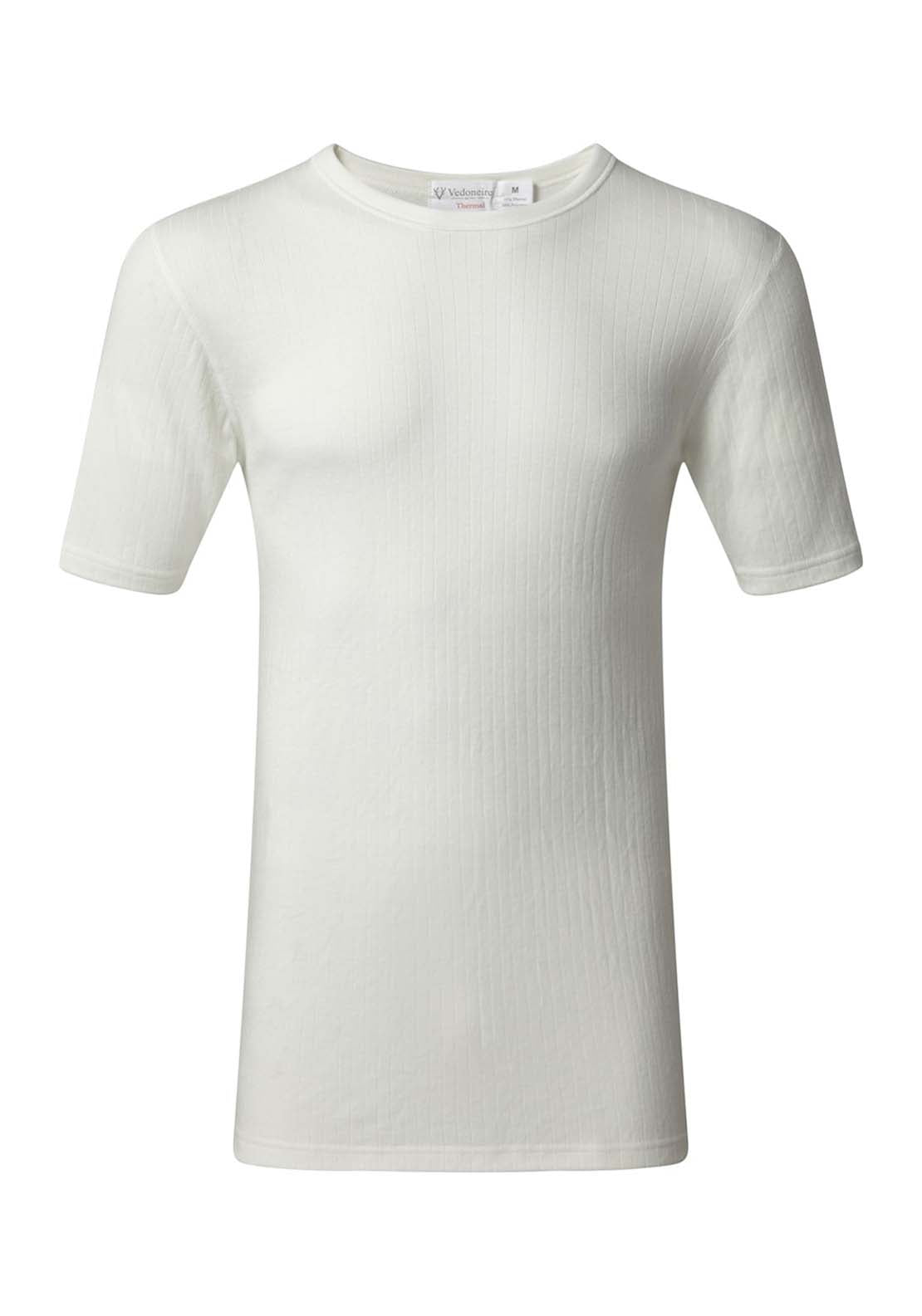 Vedoneire Mens Thermal Short Sleeve Top - Cream / White 1 Shaws Department Stores