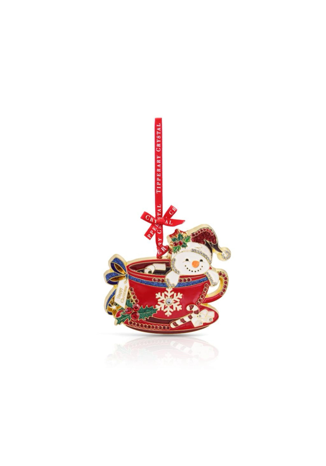Sparkle Snowman In A Teacup Decoration - Sparkle