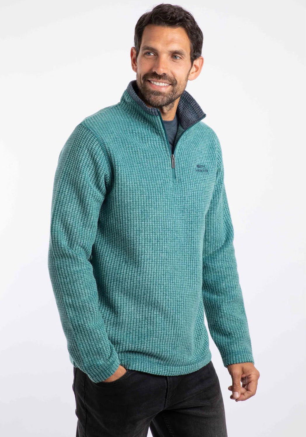 Weird Fish Newark 1/4 Zip Grid Fleece - Leaf Green 1 Shaws Department Stores