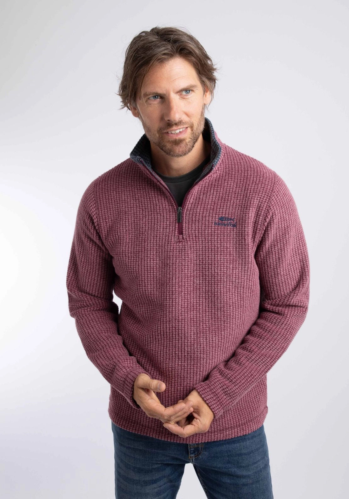 Weird Fish Newark 1/4 Zip Fleece - Red Grape 1 Shaws Department Stores