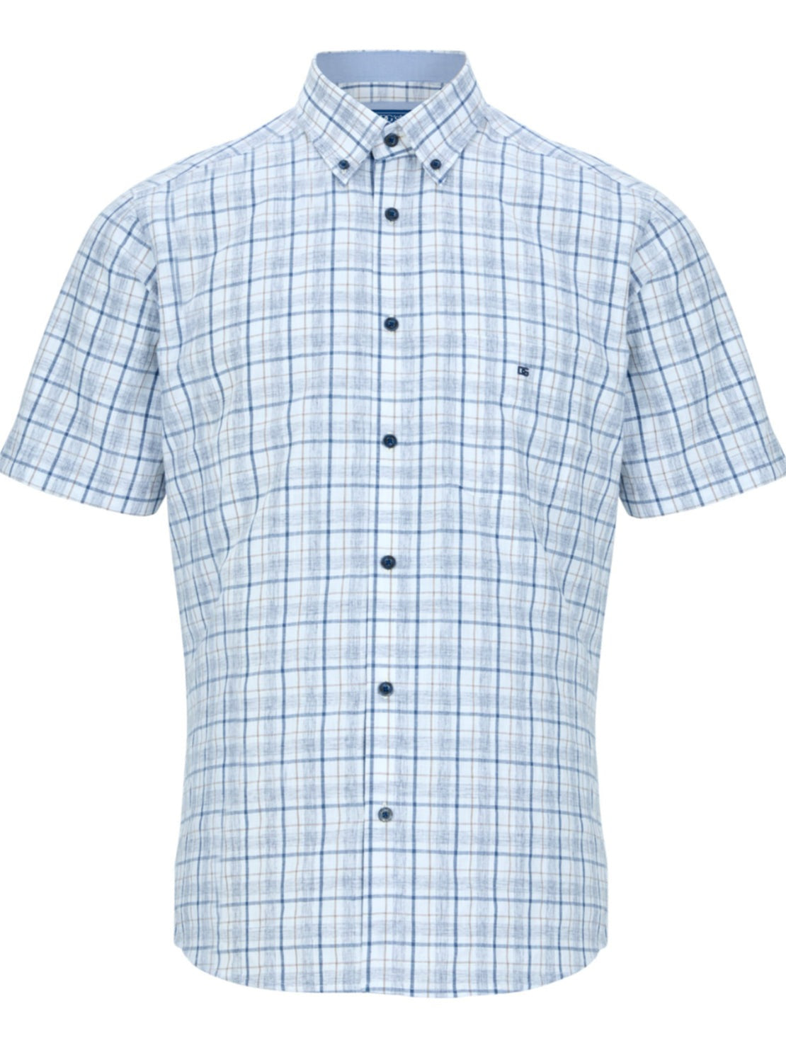 Drifter Short Sleeve Check Ivano Shirt - Blue 1 Shaws Department Stores