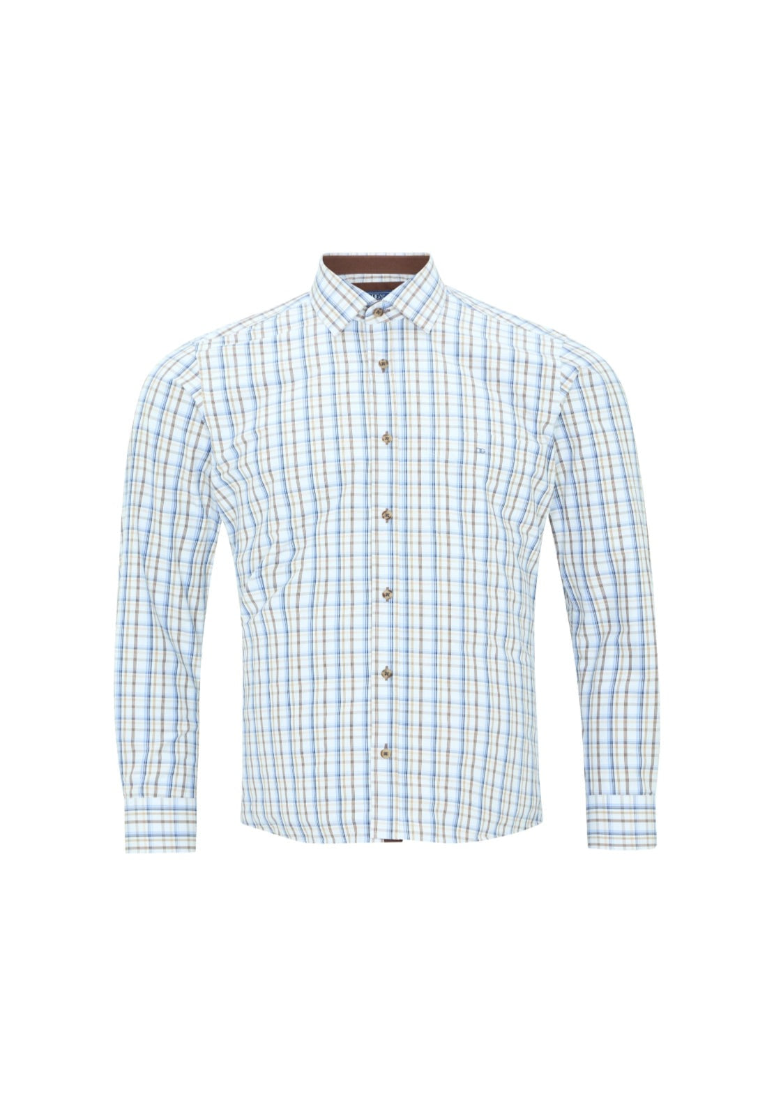 Drifter Long Sleeve Check Shirt - Brown 1 Shaws Department Stores